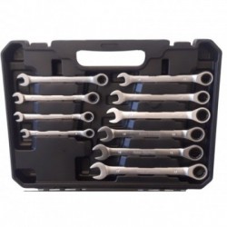 Raktų su terkšle komplektas 14 vnt., 8-24mm, Cr-V, plastikinis laikymo lagaminas