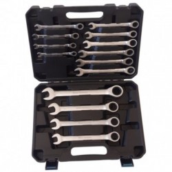 Raktų su terkšle komplektas 14 vnt., 8-24mm, Cr-V, plastikinis laikymo lagaminas