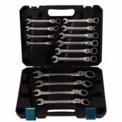 Vartomų terkšlinių raktų rynkinys 14 vnt., 8-24mm, Cr-V, plastikinis laikymo lagaminas