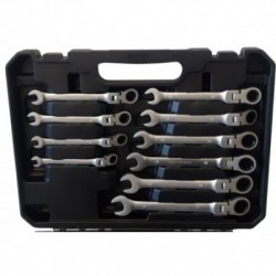 Vartomų terkšlinių raktų rynkinys 14 vnt., 8-24mm, Cr-V, plastikinis laikymo lagaminas