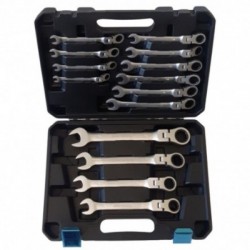 Vartomų terkšlinių raktų rynkinys 14 vnt., 8-24mm, Cr-V, plastikinis laikymo lagaminas