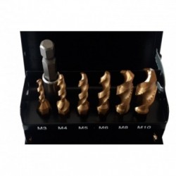 Grąžtų sriegiklių rinkinys M3-M10, HEX, 7 vnt., titaniniai