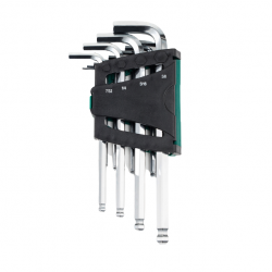 L-tipo šešiakampių vidut., apvalia galvute raktų rink. 12vnt. (1/ 16"-3/ 8") (Colinė sistema) L-tipo šešiakampių vidut., apvalia galvute raktų rink. 12vnt. (1/ 16"-3/ 8") (Colinė sistema)