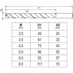 Grąžtų rinkinys metalui CO-HSS 2-8mm 6 vnt.