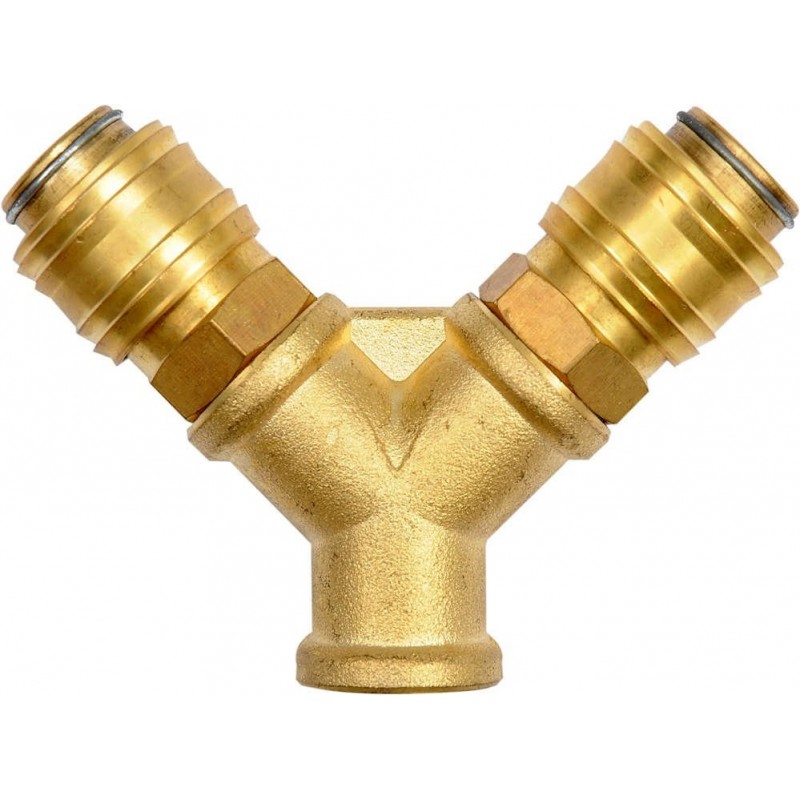 Jungtis orui žalvarinė, dvišakė (3/8" vid.sriegis)