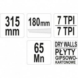 Pjūklas gipso kartonui 180mm, dvipusis