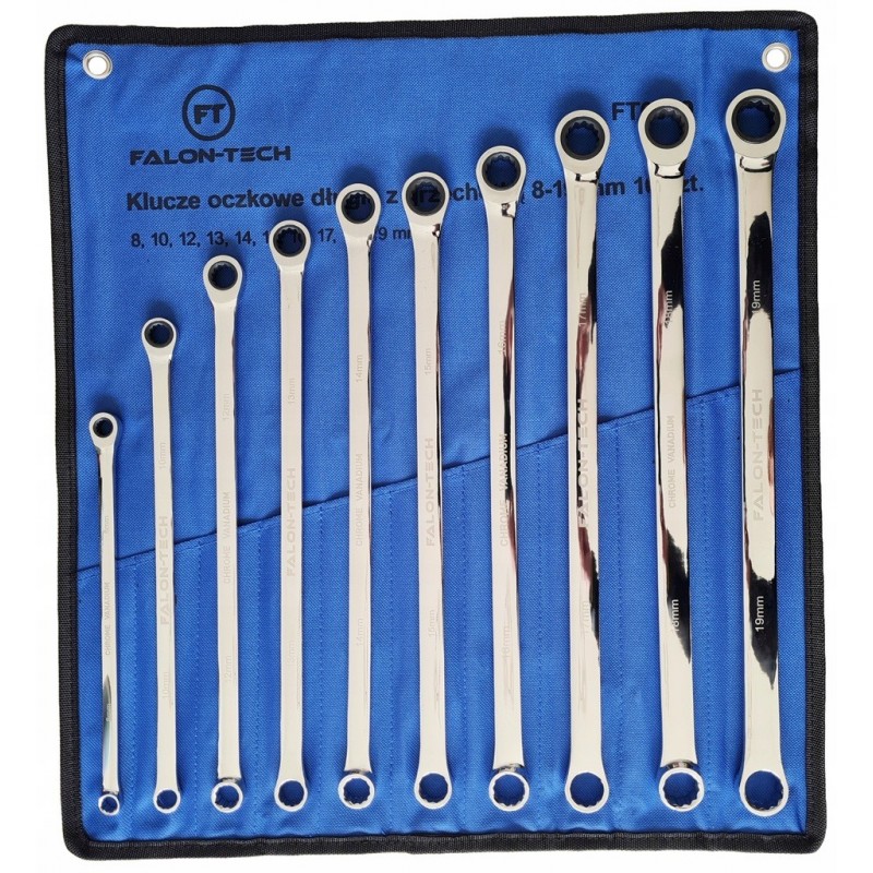 Žiediniais galais prailgintų raktų rinkinys 8-19 mm, 10 vnt.