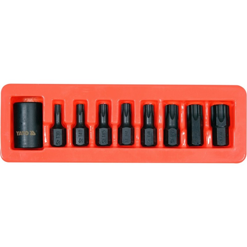 Smūginių antgalių rinkinys 1/2", TORX, T30-T70, 9 vnt.