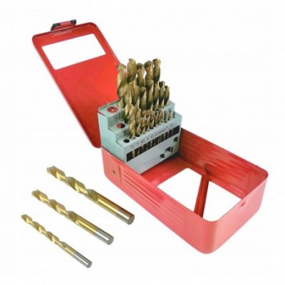 Grąžtų rinkinys metalui, titaniniai 29 vnt. (1.5-12.7mm)