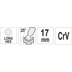 Šešiakampis raktas HEX, 17mm, su šarnyru