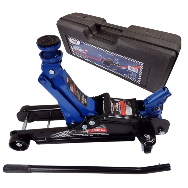 Domkratas pažemintas 2,5T su reguliuojama rankena ir plastmasiniu lagaminu