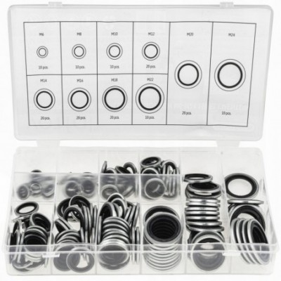 Plieninės tarpinės su guma 150 vnt.