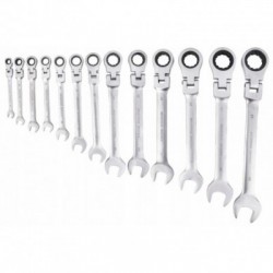 Vartomų raktų su terkšle komplektas, 13d., 8-32mm, Cr-V