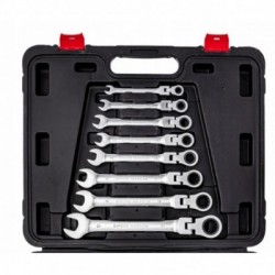 Vartomų raktų su terkšle komplektas, 13d., 8-32mm, Cr-V