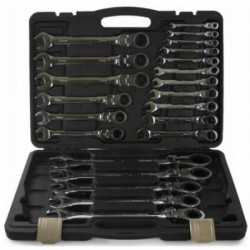 Vartomų raktų su terkšle komplektas, 22d., 6-32mm, Cr-V