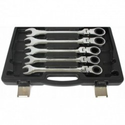 Vartomų raktų su terkšle komplektas, 22d., 6-32mm, Cr-V