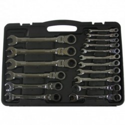 Vartomų raktų su terkšle komplektas, 22d., 6-32mm, Cr-V