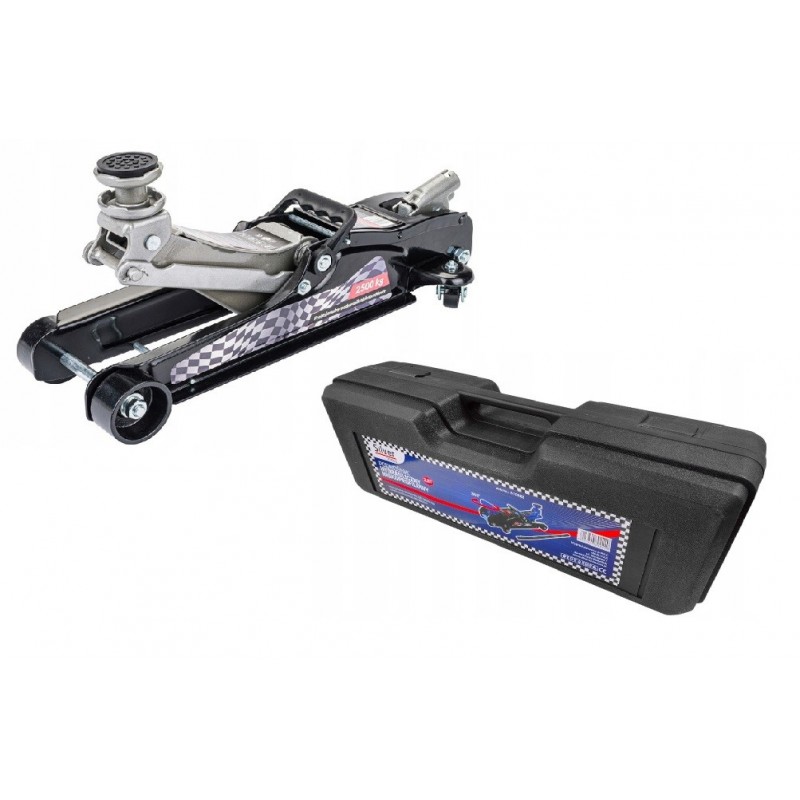 Domkratas pažemintas 2,5T, plastmasinis lagaminas ir guminis padas