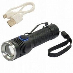 Įkraunamas LED XPE USB Zoom žibintuvėlis