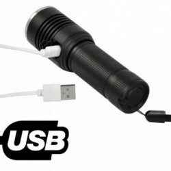 Įkraunamas LED XPE USB Zoom žibintuvėlis