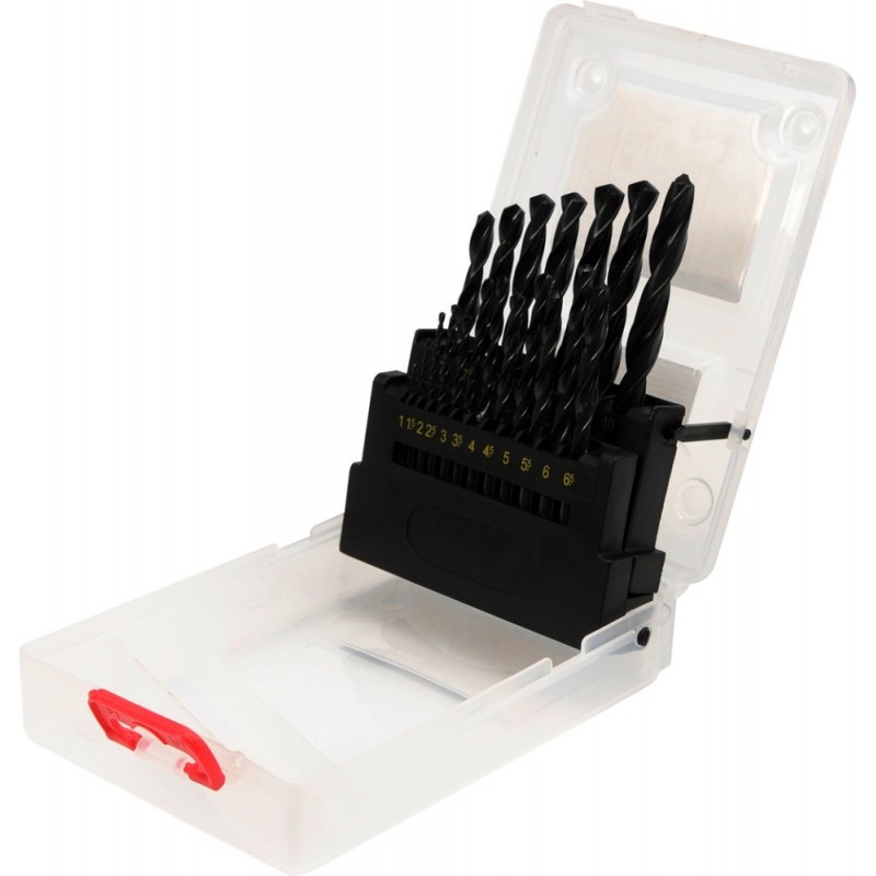 Grąžtų rinkinys metalui HSS 19 vnt. 1-10 mm