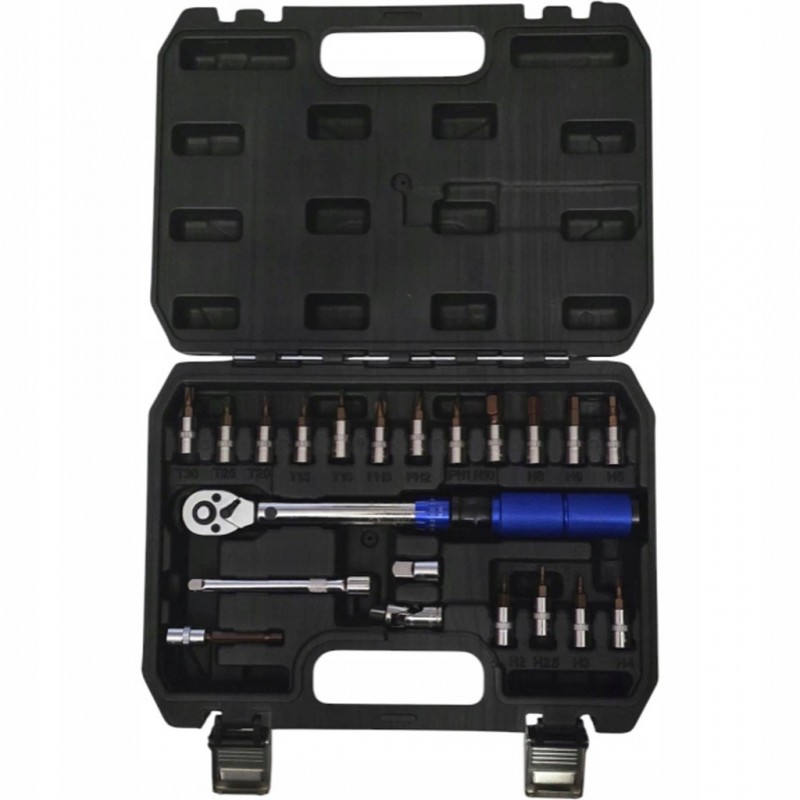 Dinamometrinis raktas 1/4" 5-25 Nm 21 ​​vnt.