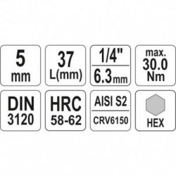 Antgalis įpresuotas į galvutę 1/4, Hex, H5