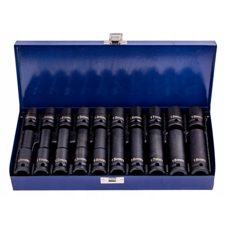 5907580115078 - Schlagschrauber-Einsätze lang kurz 1 2″ 20 Stück 10–19 mm Metallkoffer