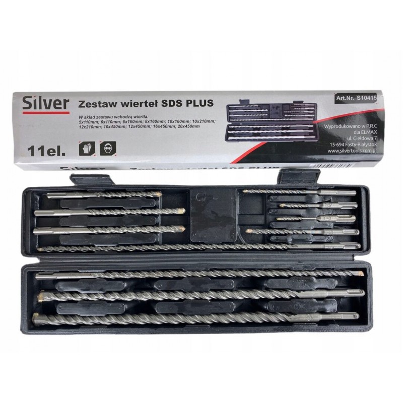Grąžtų rinkinys betonui, SDS PLUS , 5-20mm, 11vnt.