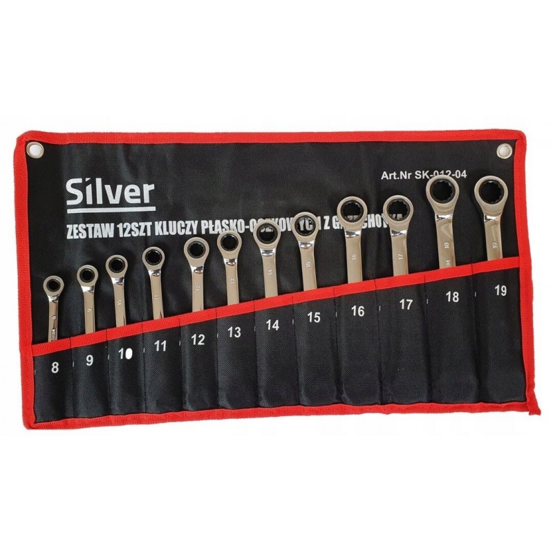 Terkšlinių raktų komplektas 12vnt, 8-19mm, Cr-V