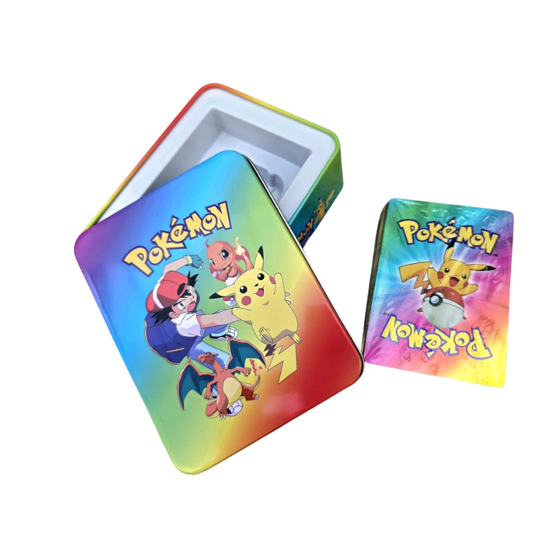 6803788630964 - Pokémon-Karten in einer Metallbox 50 Stück – Regenbogen