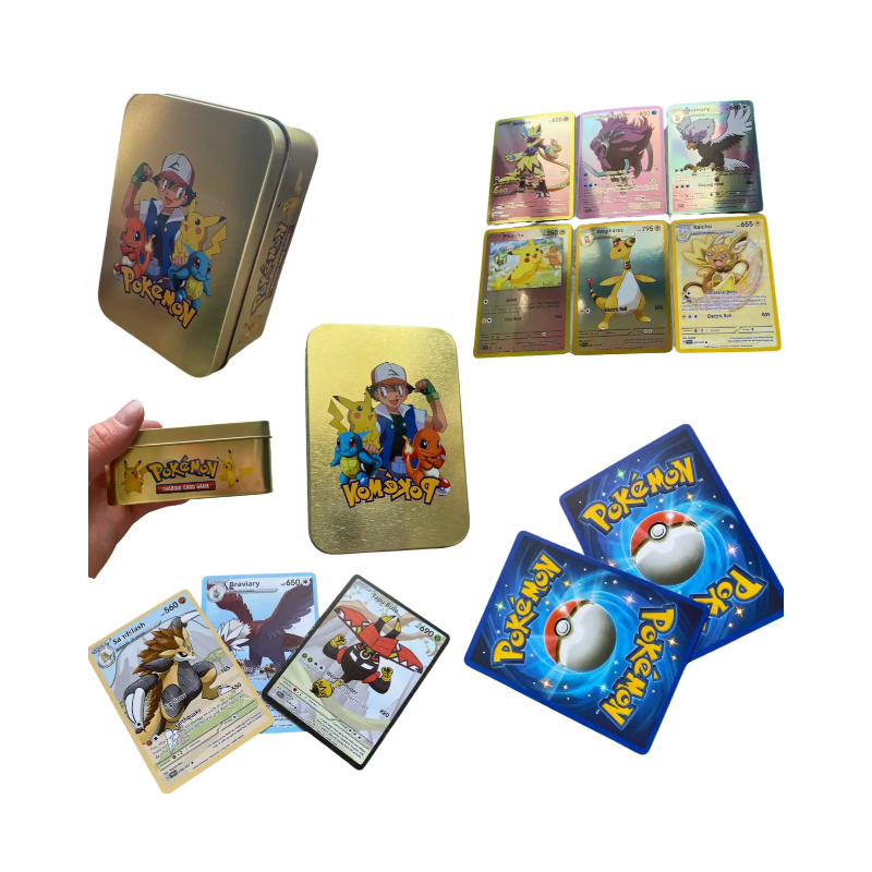 6803788630988 - Pokémon-Karten in einer Metallbox 50 Stück – Gold