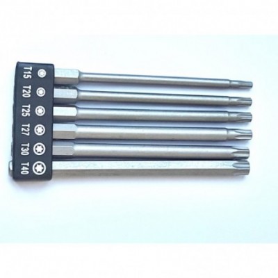Ilgu magnetinių antgalių rinkinys, Torx, T15-T40, 6vnt.