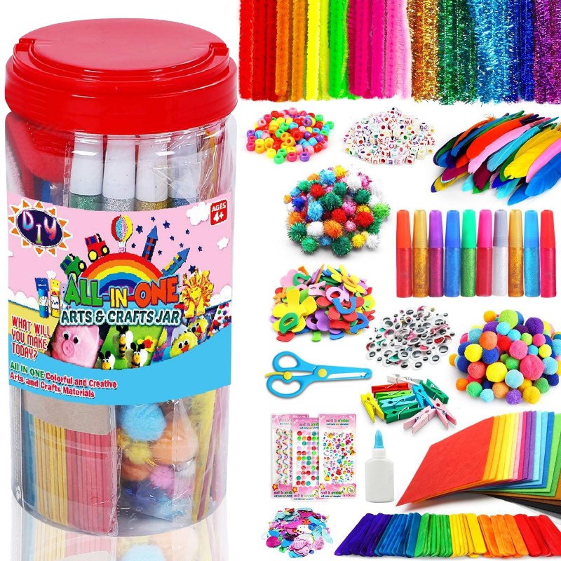 6889547800564 - Bastelset für Kinder „Alles in einem“ – Kreatives Glas mit über 100 Teilen