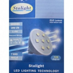 LED lemputė 1.4W, MR16, 7SMD LED, 4000-4500K, 210lm, 220V