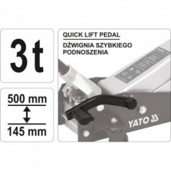 3T Domkratas su ratukais ir pedalu, 145-500mm