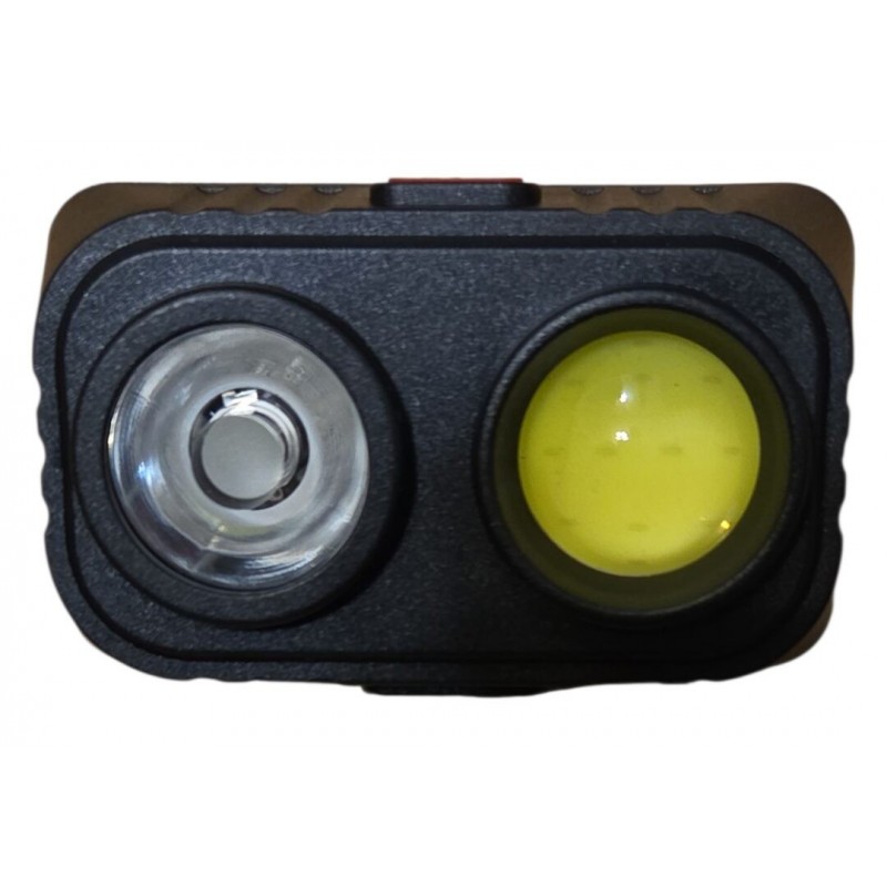 Mažas įkraunamas žibintuvėlis ant galvos 1W LED+ COB diodas apvalus