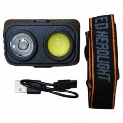 Mažas įkraunamas žibintuvėlis ant galvos 1W LED+ COB diodas apvalus