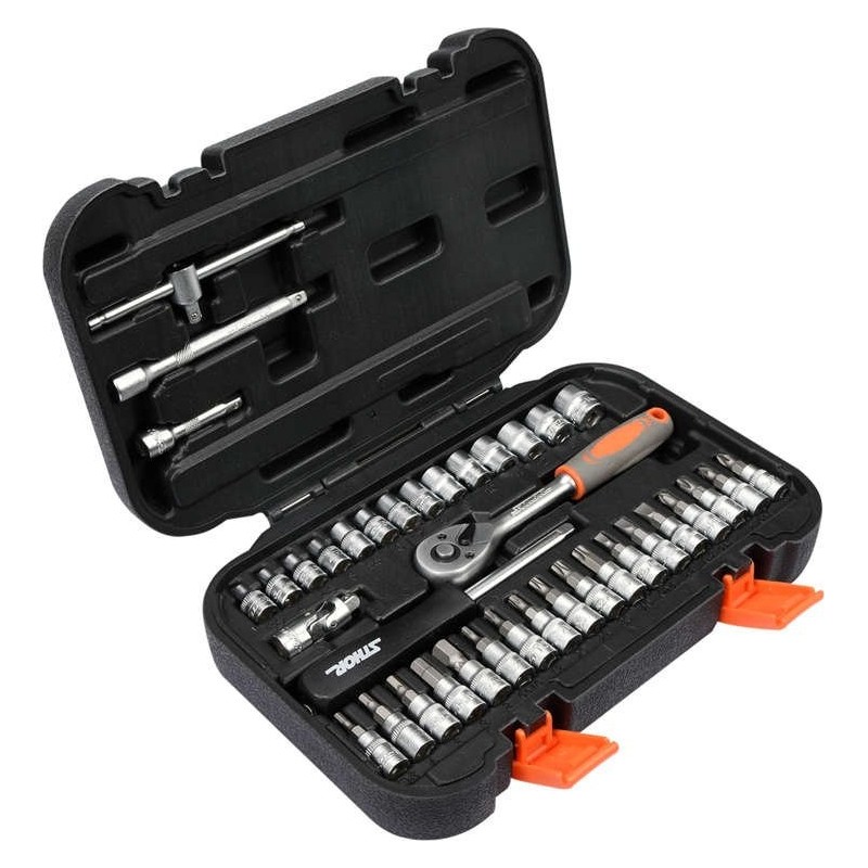 5906083586408 - Steckschlüsselsatz mit Ratsche 1 4 (63 mm) 38-teilig