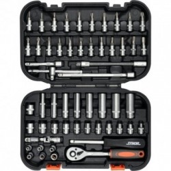Galvučių rinkinys su terkšle 1/4(6.3 mm) 56vnt.