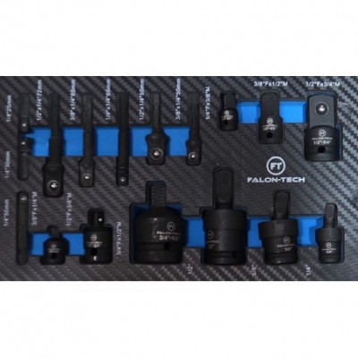 Specializuotų smūginių adapterių redukcijų rinkinys 17 dalių.