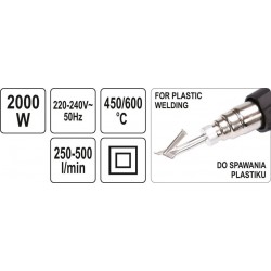 Orapūtė, techninis kaitinimo fenas 450°c ir 600°c, 2000W, plastiko litavimo funkcija