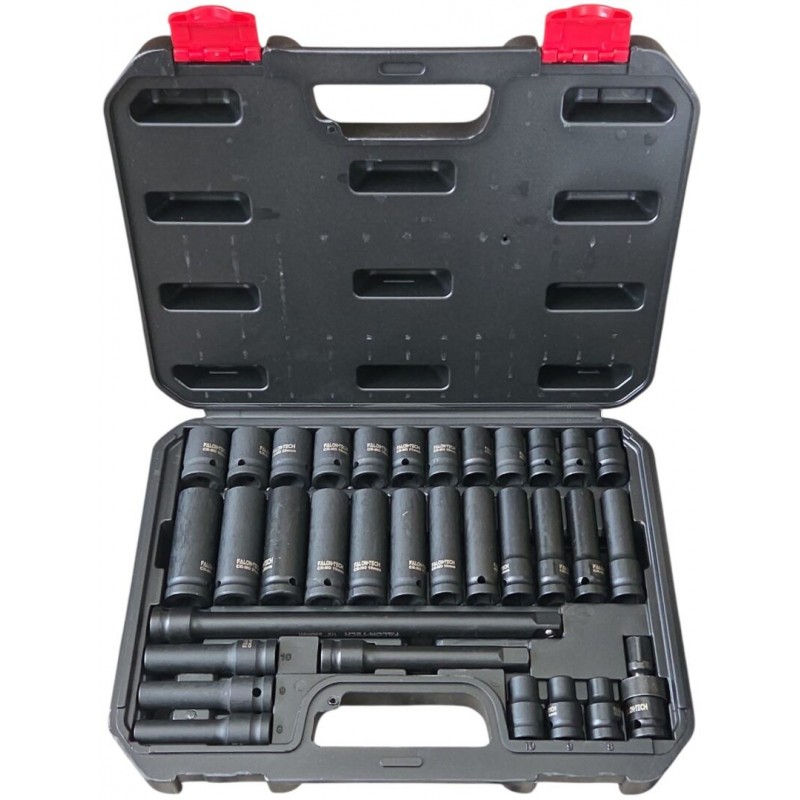 5907580180571 - Schlagschrauber-Steckschlüsselsatz lang kurz 1 2″ 8-24 mm Verlängerungen 18-teilig