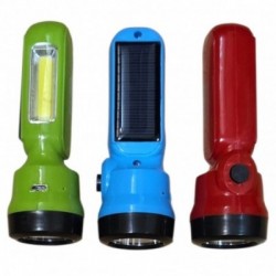 Praktiškas mažas LED žibintuvėlis 1W +3W šoninis COB LED, su saulės baterija