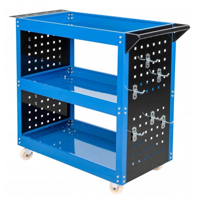 Įrankių vežimėlis, 3 lentynos, 12 kabliukų