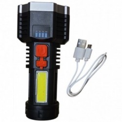 Rankinis įkraunamas žibintuvėlis 9 šviesos diodai + 3W COB LED