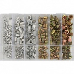 Srieginių kniedžių rinkinys M3-M10, plieninės+aliuminės, 300vnt.