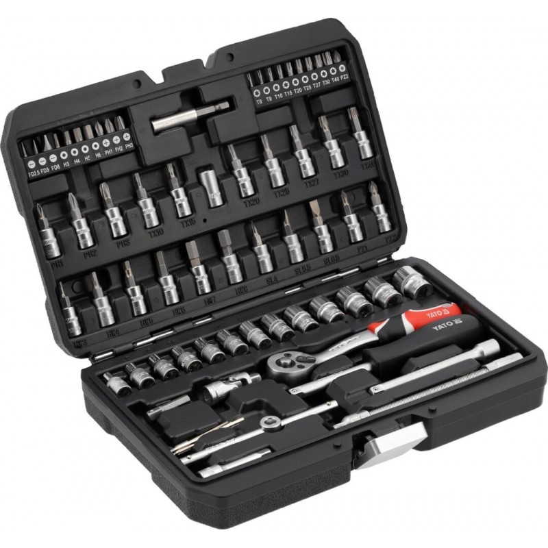 Galvučių ir bitukų rinkinys 1/4" 68 vnt.