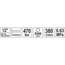 Pneumatinis smūginis veržliasukis, mini, 1/2″, 470Nm