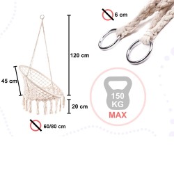 Pakabinamas hamakas su atlošu (baltas) Pakabinamas hamakas su atlošu (baltas)